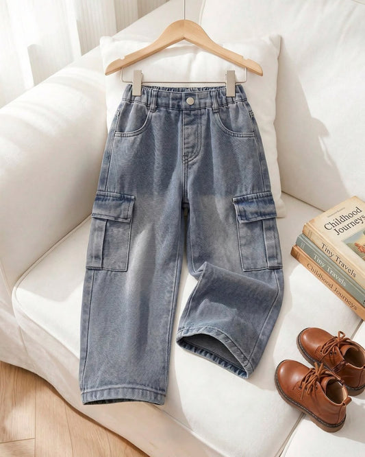 Young Girls Flap Pocket Side Wide Leg Jeans | 4Y - 7Y