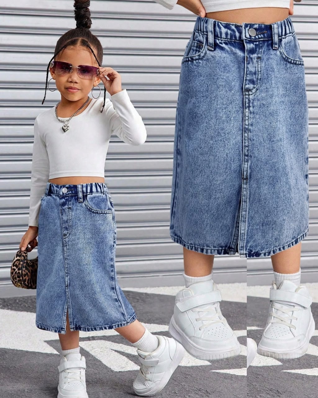 Young Girls Versatile Casual Denim Skirt | 4Y - 7Y