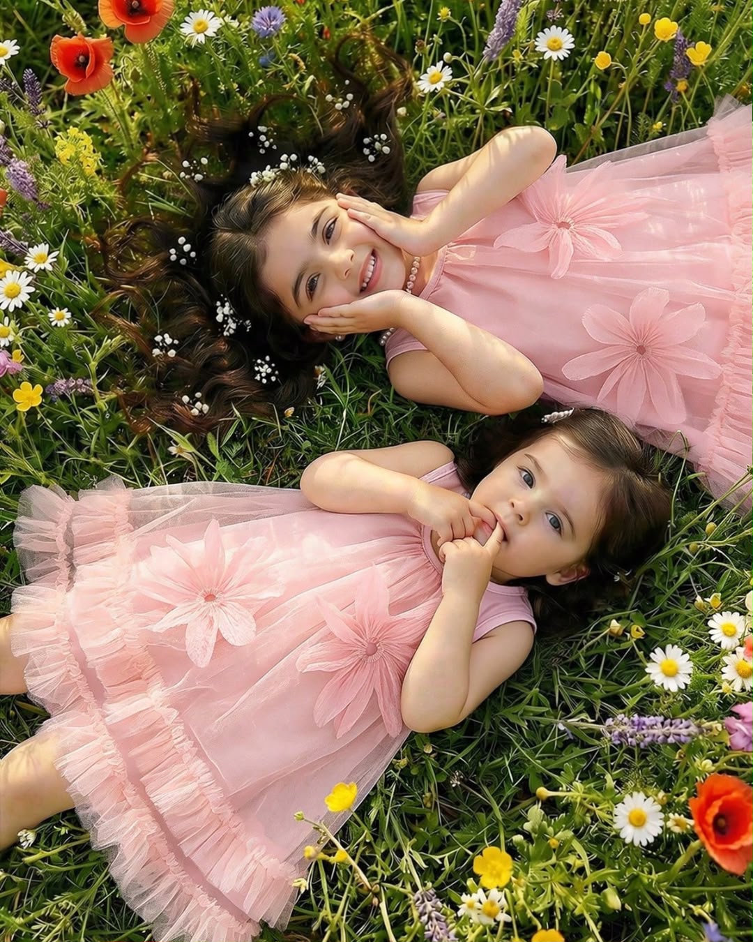 Baby Girls Floral Decor Sleeveless Light Pink Mesh Gown Dress | 3M - 3Y