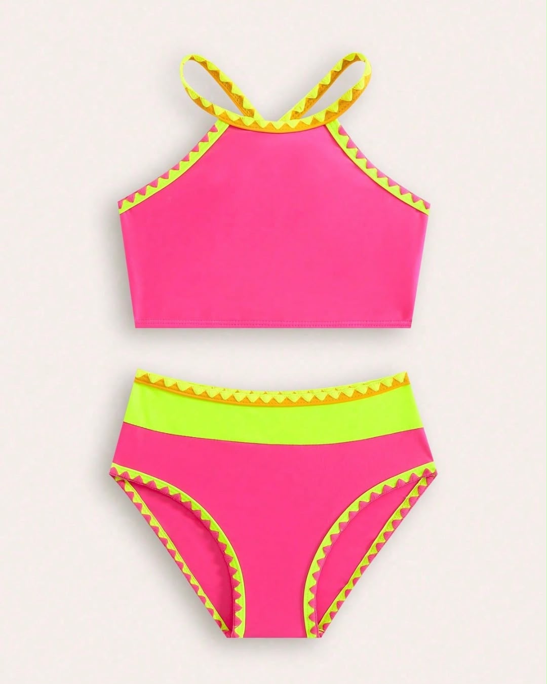 Young Girls New Stylish Girls 2 Pieces Colorblock Bikini Set | 4Y - 7Y