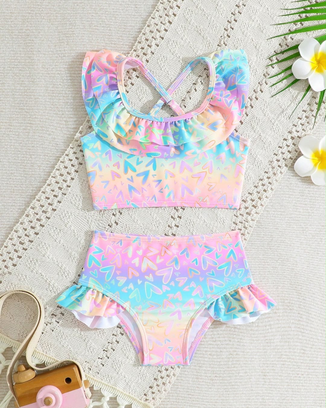 Baby Girls Leopard Print Ruffle Trim 2-Piece Bikini Set | 6M - 3Y