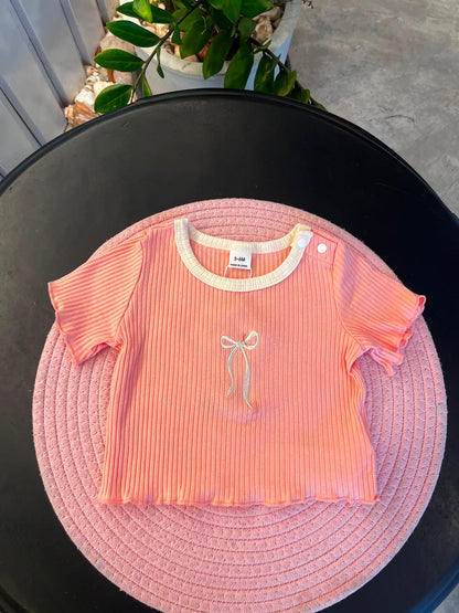 Baby Girls Casual & Versatile Cute Embroidered Short Sleeve Tops | 3M - 3Y
