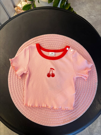 Baby Girls Casual & Versatile Cute Embroidered Short Sleeve Tops | 3M - 3Y