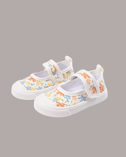 BB  Colorful Floral Pattern Low-Top Square Toe Canvas Shoes