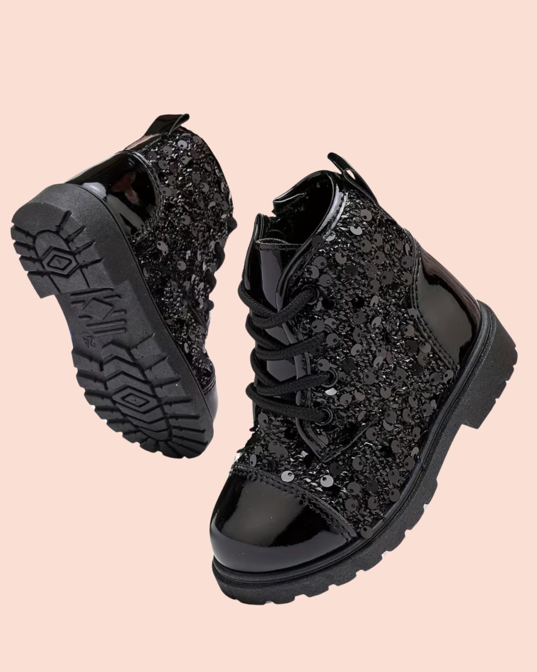 BB PU Leather Sequin Fabric Ankle Boots