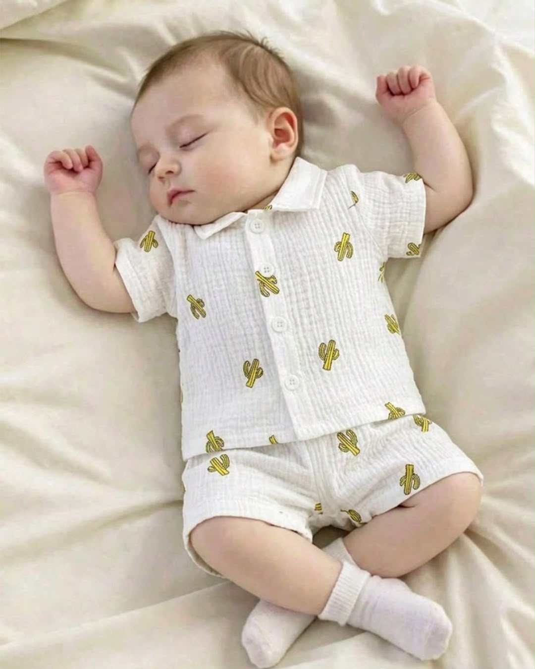 Newborn Cute Cactus Print Short Sleeve Shirt & Shorts Set | 0M - 6M