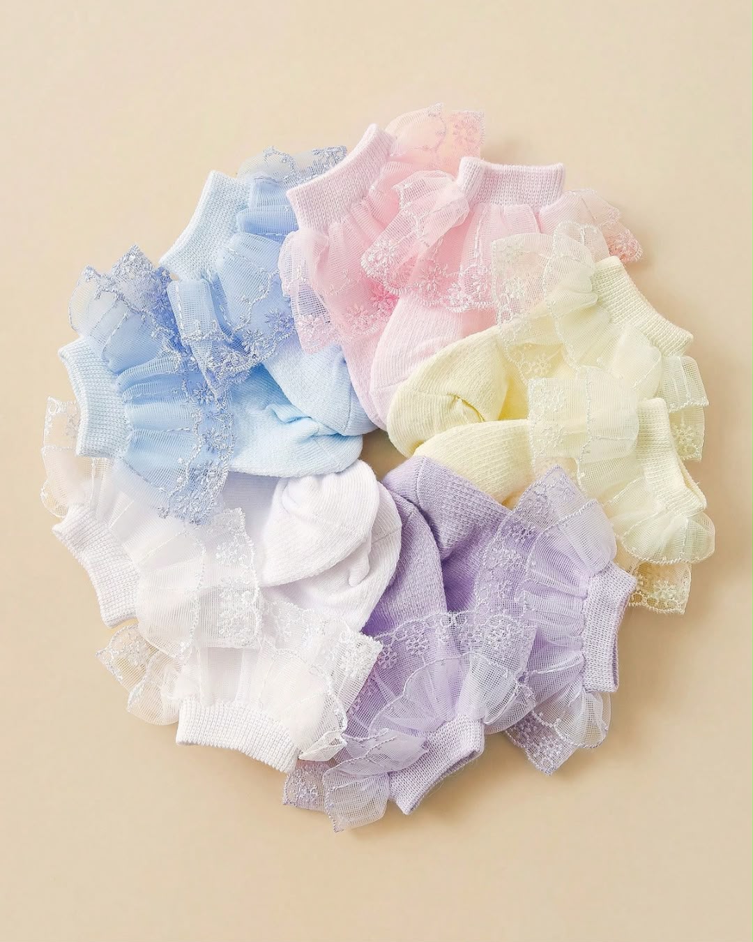 BB Pastel Cute Princess Lace Trim Soft Socks | 0M - 3Y