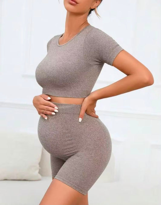 Mamma Mia Matenitity Short Sleeve Top & Biker Shorts Set | M