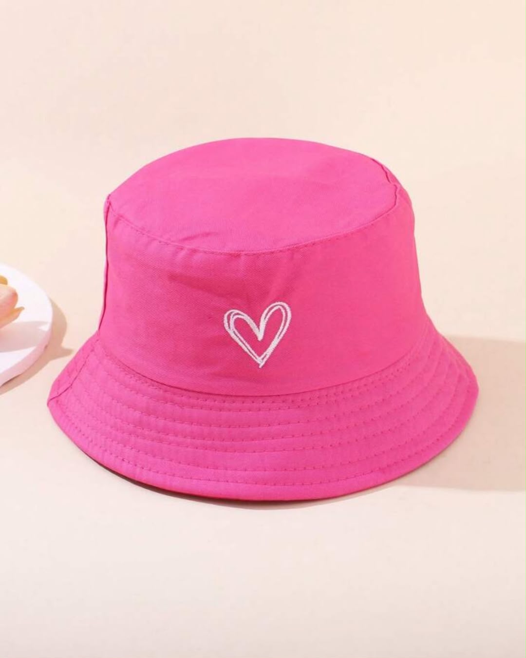BB Hot Pink Heart Embroidered Bucket Hat | 3Y - 8Y