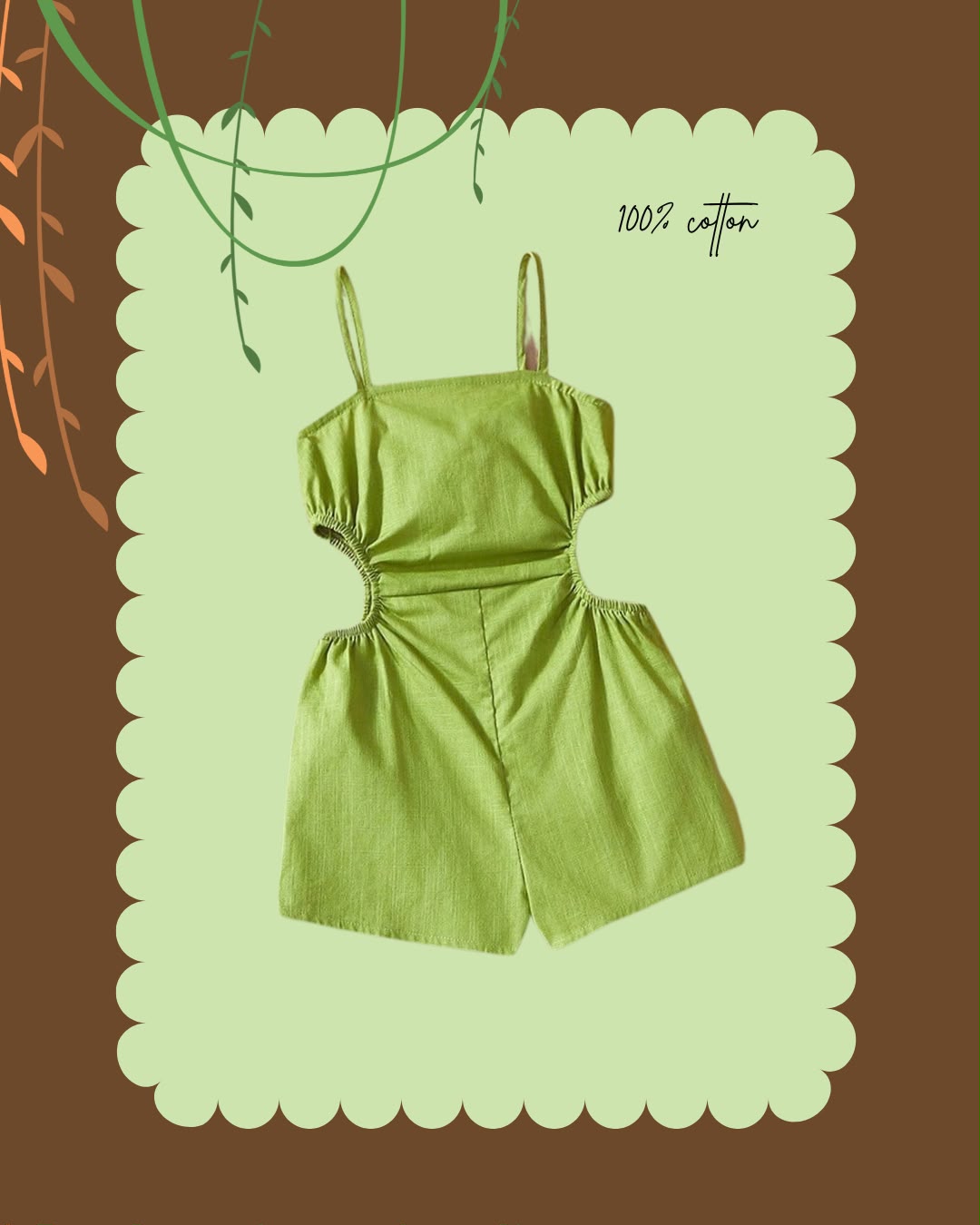 Baby Girls Loose Fit Green Strap Jumpsuit | 6M - 3Y