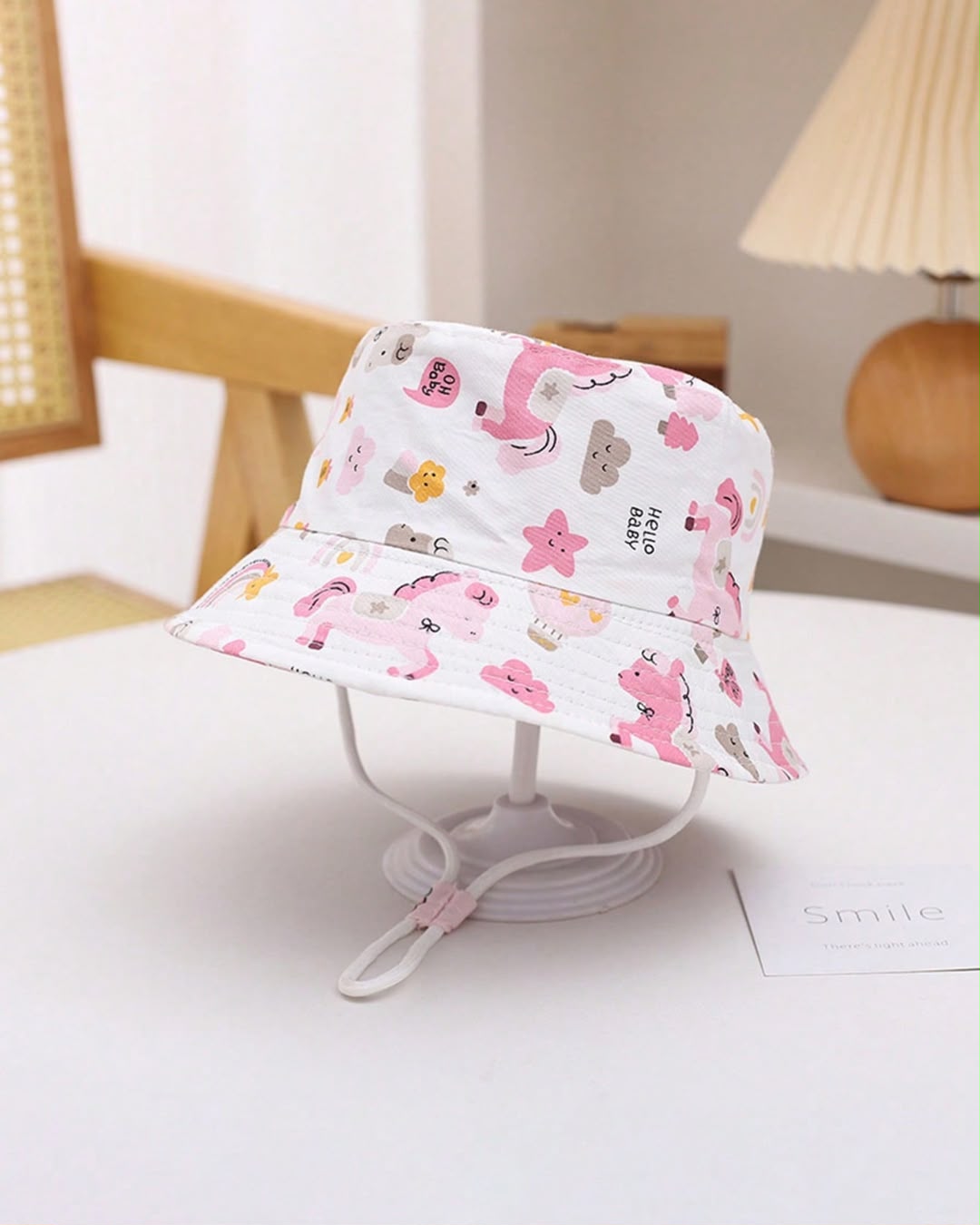 BB Cartoon Unicorn Printed White Bucket Hat | 1Y - 8Y