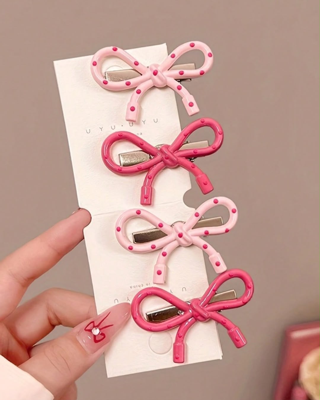 BB Polka Dot Bow Hair Clips Set