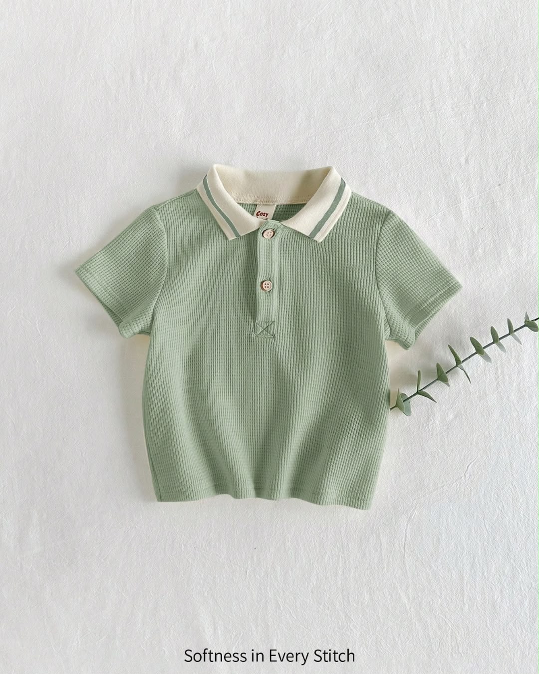 Baby Boys Soft Knit Collared Half-Zip Pullover Short Sleeve Shirt | 3M - 3Y