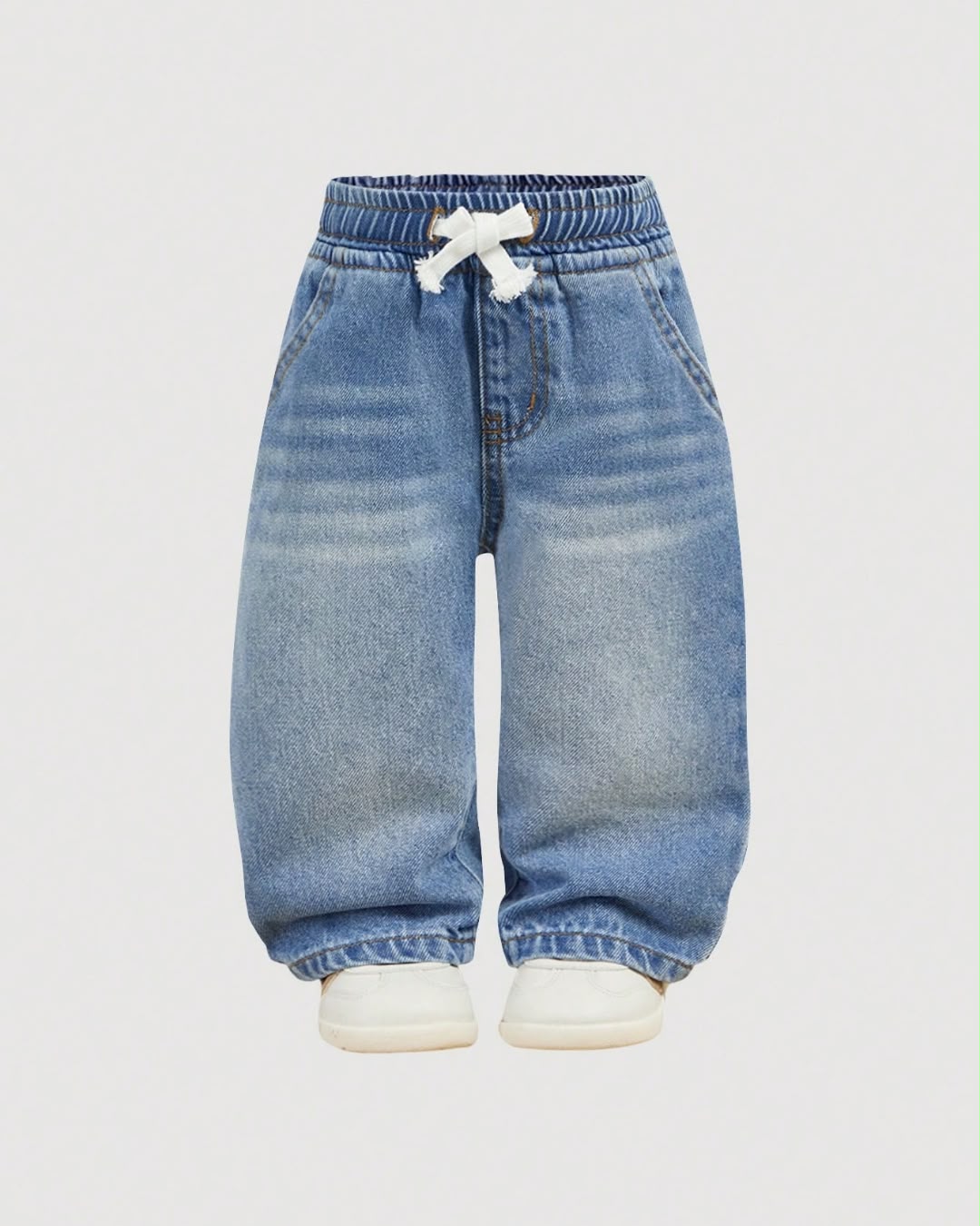 Baby Girls/Boys Waist Tie Pocket Wide Leg Loose Denim | 6M - 18M