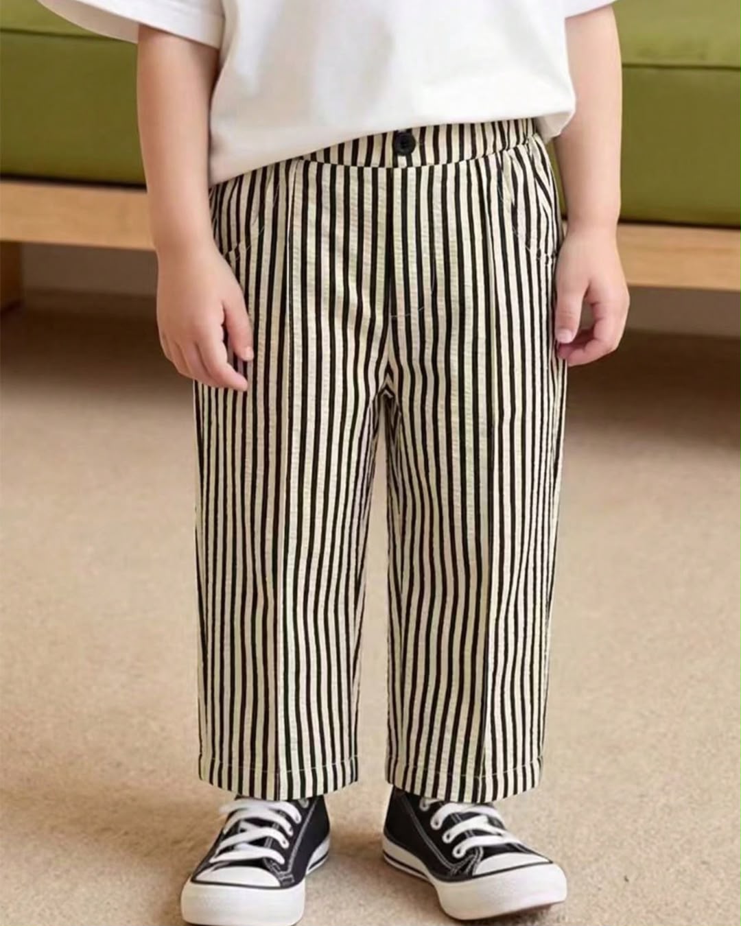 Baby Boys Striped Woven Soft Elastic Waist Pant | 6M - 3Y