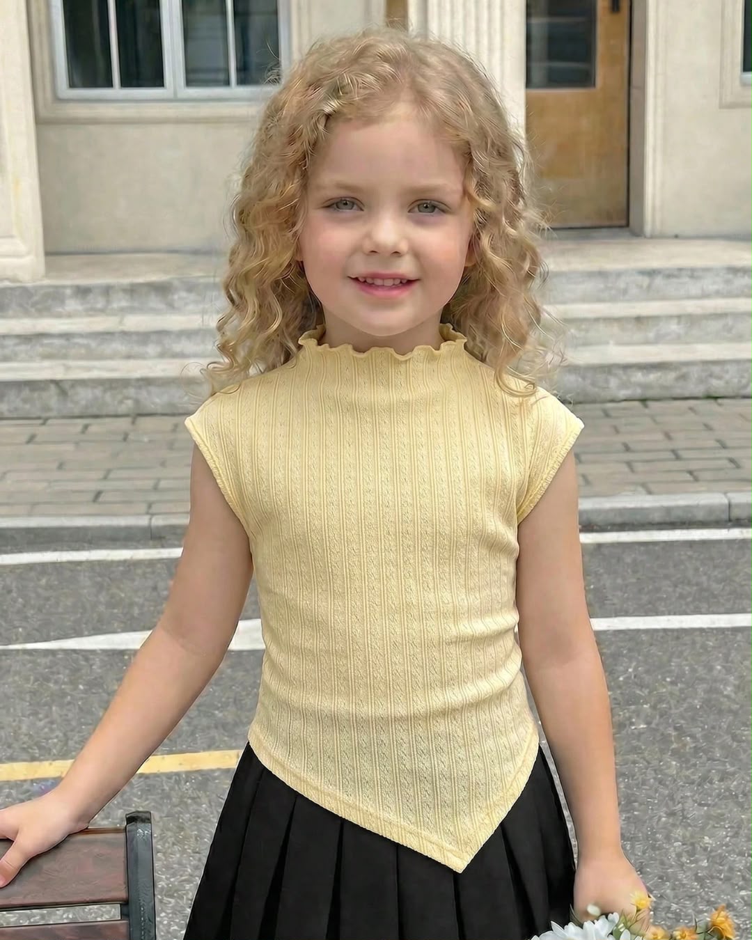 Young Girls Casual Asymmetric Hem Short Sleeve Top | 4Y - 7Y