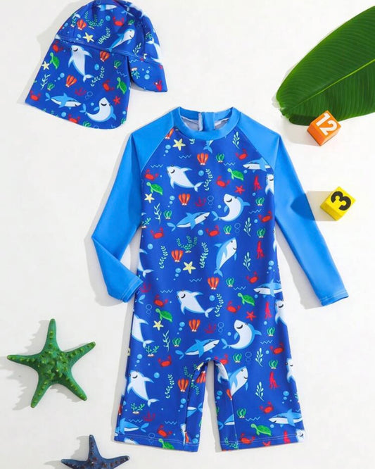 Shark splash ocean swimsuit | 4Y - 7Y