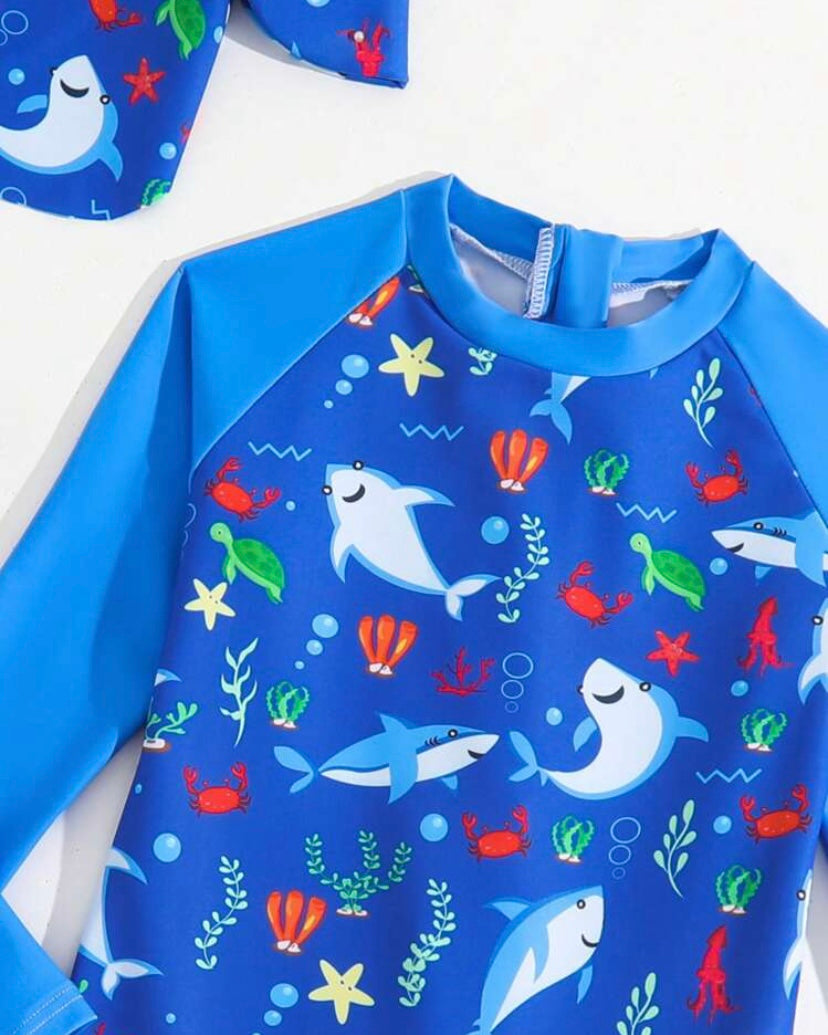 Shark splash ocean swimsuit | 4Y - 7Y