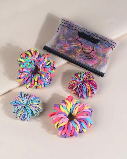 Rainbow girls hair tie set