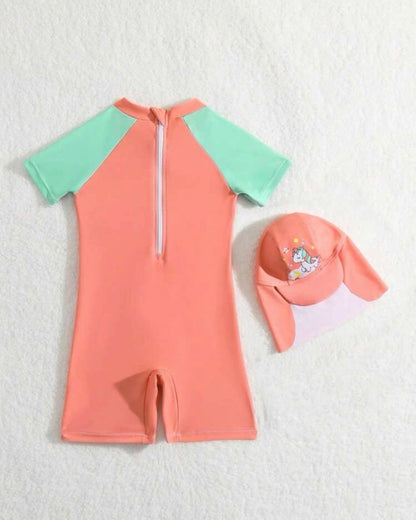 Unicorn splash swimsuit with cap