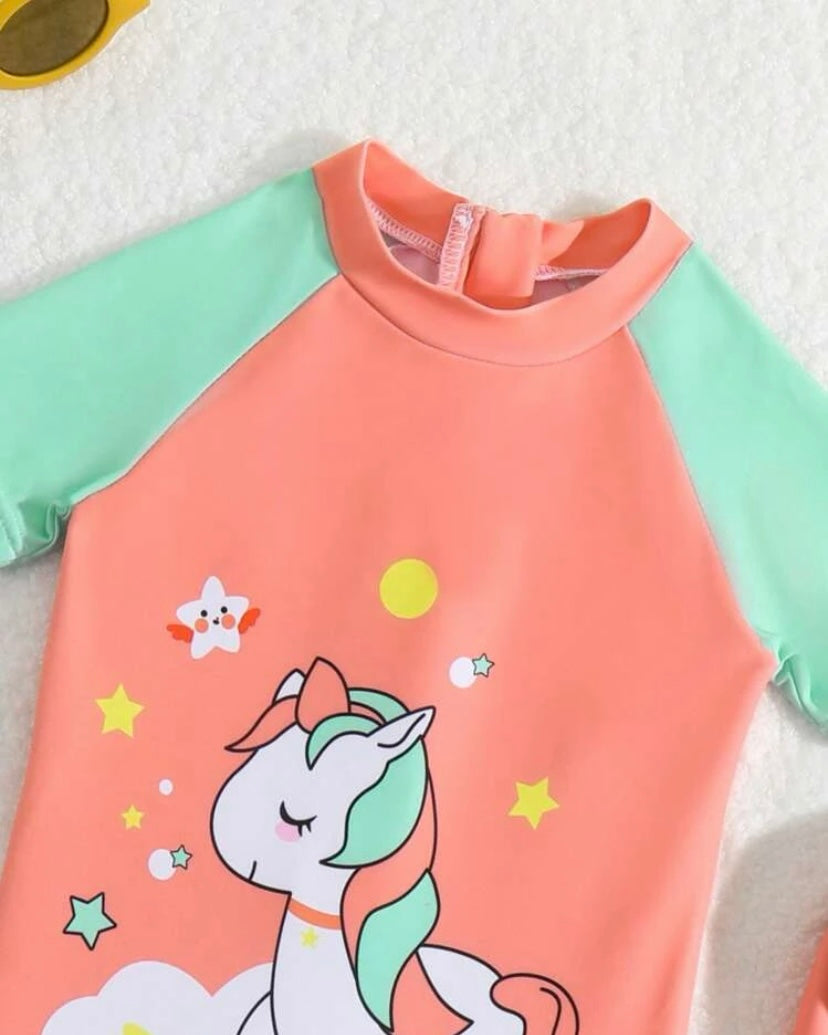 Unicorn splash swimsuit with cap
