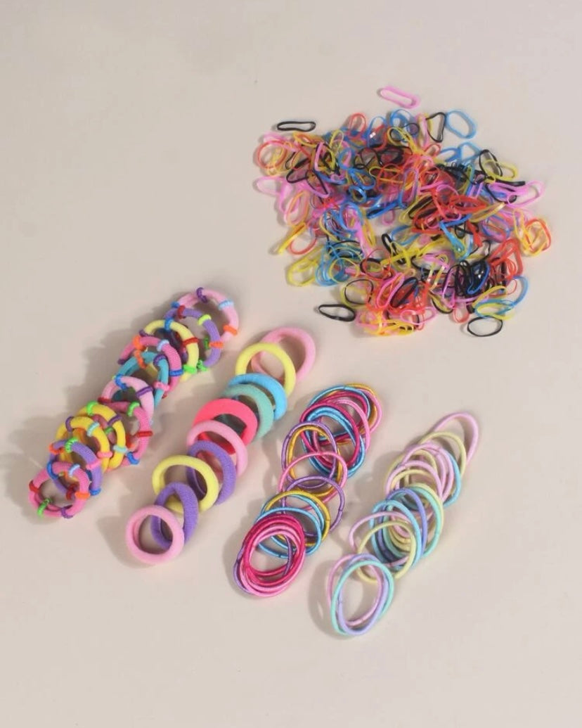 Rainbow girls hair tie set