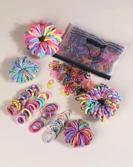 Rainbow girls hair tie set